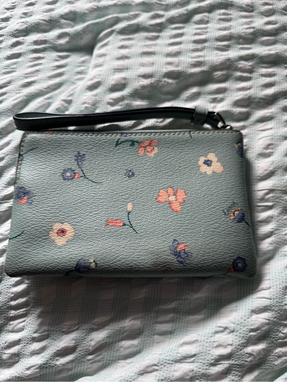 Coach Floral Wristlet in Light Blue with Pink & Purple Accents - Picture 2 of 4